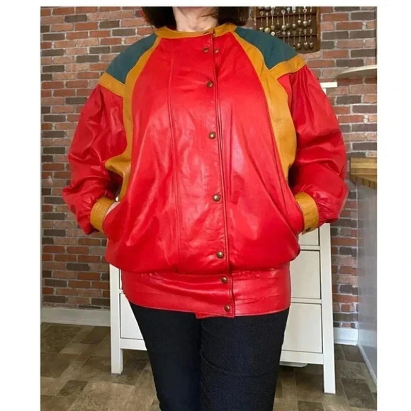 Vintage - Dolman 80’s Oversized Leather Bomber Jacket - Picture 3 of 13